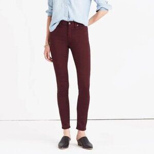 Madewell High Rise Skinny Burgundy Sateen Pants 25 NWT
